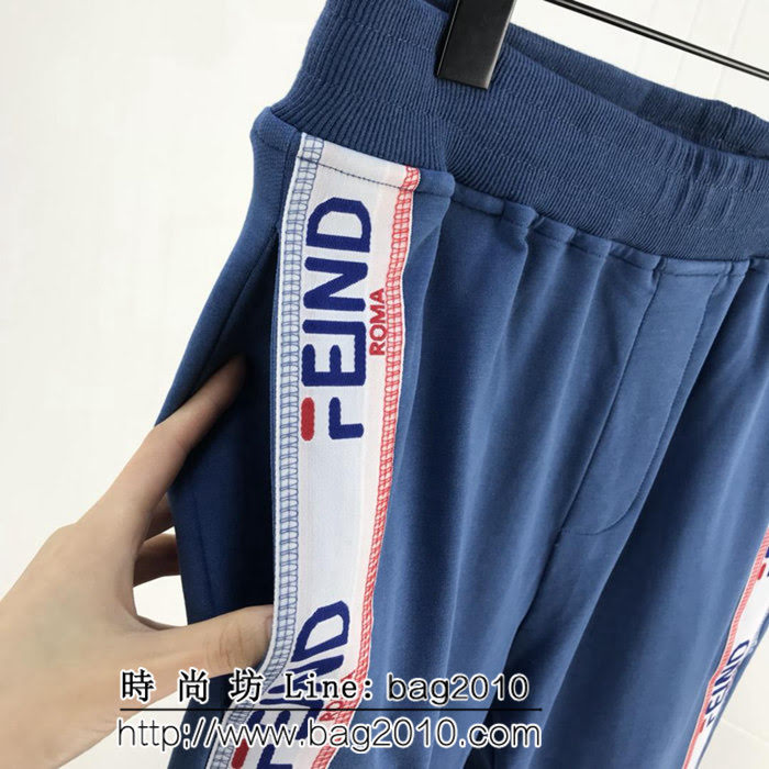 FENDI芬迪 X 斐樂合作系列 19ss春季新款衛褲 雙側定制織帶 毛圈底面料 ydi2623